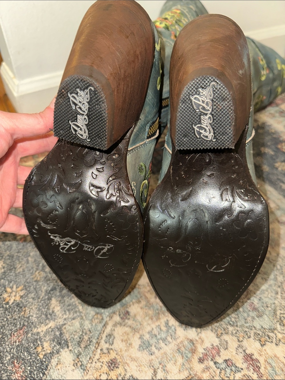 Dan Post Flower Child Leather Boots - Turquoise (NEW - Floor Model) - Picture 4 of 13